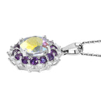 D'Joy Merkur mystischer Topas, afrikanischer Amethyst und Zirkon Ring und Anhänger mit 45cm Kette