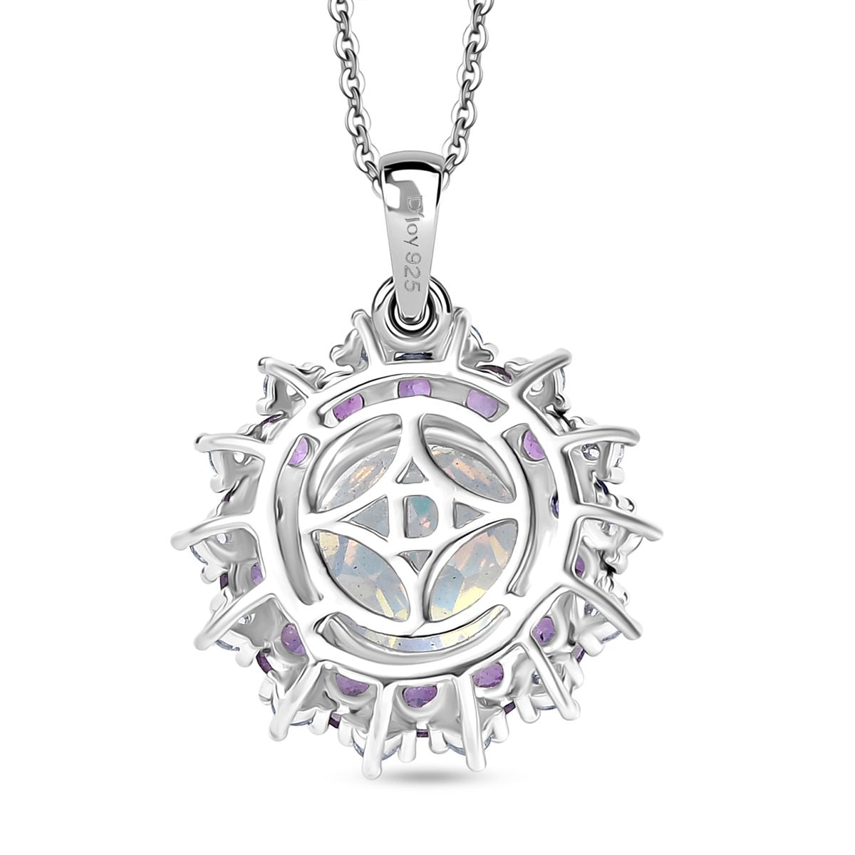 D'Joy Merkur mystischer Topas, afrikanischer Amethyst und Zirkon Ring und Anhänger mit 45cm Kette