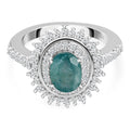Grandidierit und Zirkon Ring 925 Silber platiniert (Größe 17.00) ca. 2,03 ct