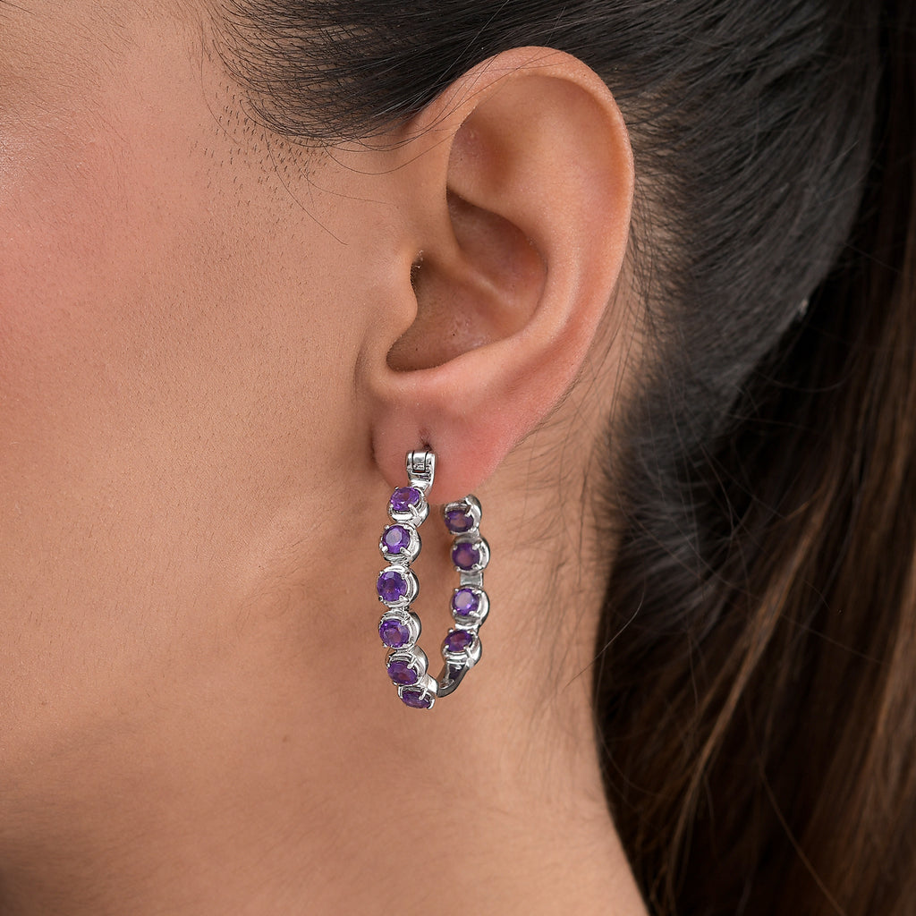 Afrikanische Amethyst-Creolen, Edelstahl ca. 4,78 ct