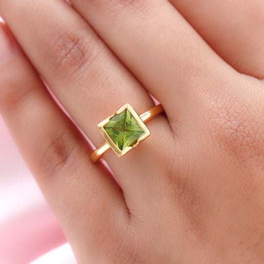 Natürlicher Peridot-Ring, 925 Silber vergoldet ca. 1,67 ct