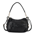 Crossbody Bag aus echtem Leder, gewelltes Design, Größe 29x9x20CM, schwarz