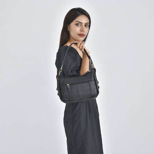 Crossbody Bag aus echtem Leder, gewelltes Design, Größe 29x9x20cm, grau