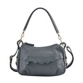 Crossbody Bag aus echtem Leder, gewelltes Design, Größe 29x9x20cm, grau