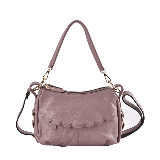 Crossbody Bag aus echtem Leder, gewelltes Design, Größe 29x9x20cm, grau