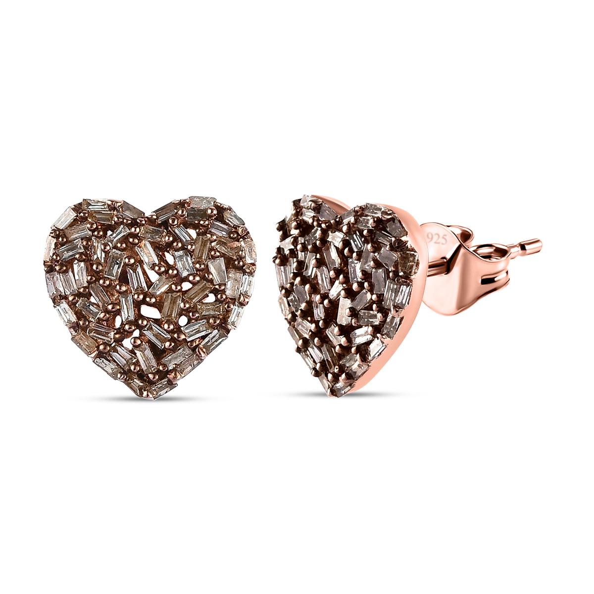 GP Amore-Kollektion - Natürliche Champagner Diamant-Ohrringe, 925 Silber Roségold Vermeil ca. 0.50 ct