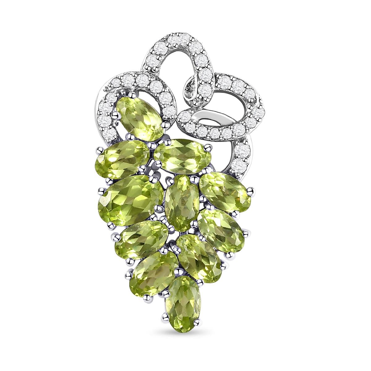 Natürlicher Peridot-Anhänger, 925 Silber platiniert ca. 3,67 ct
