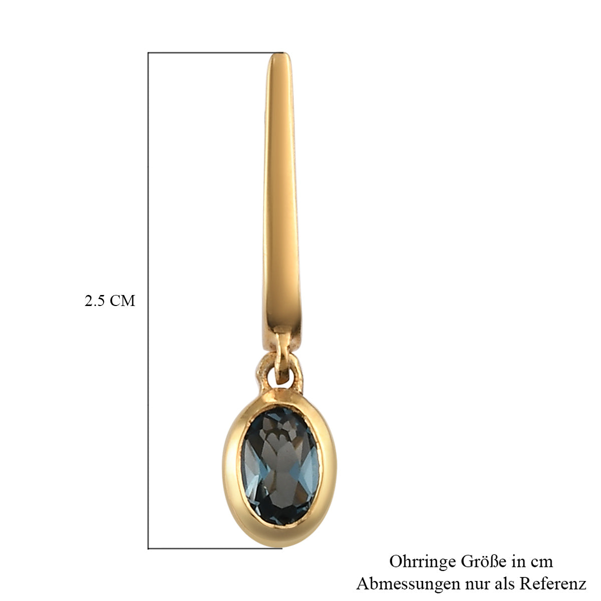 London Blau Topas Ohrringe, 925 Silber vergoldet ca. 1,02 ct