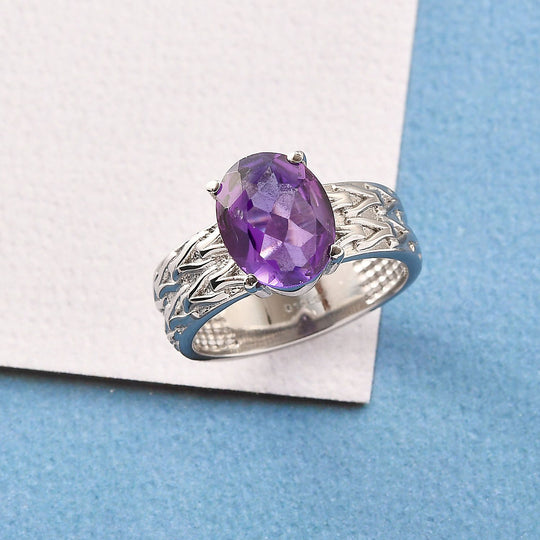 Afrikanischer Amethyst Ring Edelstahl ca. 2,32 ct