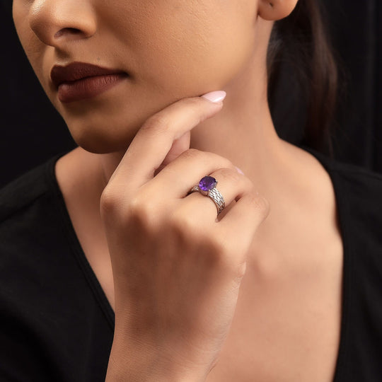 Afrikanischer Amethyst Ring Edelstahl ca. 2,32 ct