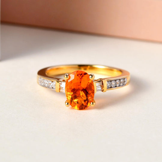 Salamanca Feueropal und weißer Zirkon-Ring, 925 Silber Gelbgold Vermeil ca. 1.03 ct
