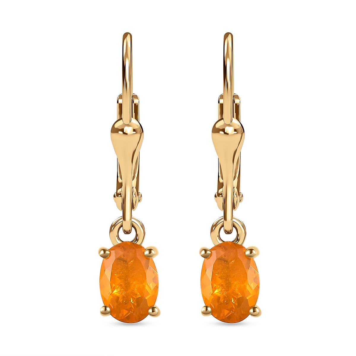 Salamanca Feueropal-Ohrringe, 925 Silber vergoldet ca. 1,15 ct