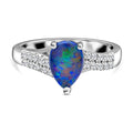 Boulder Opal Triplett und weißer Zirkon-Ring, 925 Silber rhodiniert (Größe 16.00) ca. 1.47 ct
