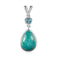 Sierra Nevada Türkis, Schweizer Blautopas Anhänger 925 Silber platiniert ca. 5.36 ct