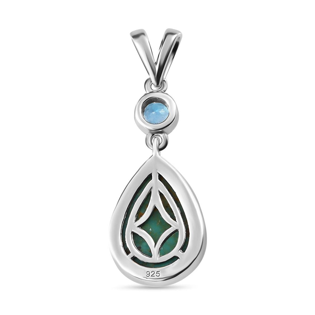 Sierra Nevada Türkis, Schweizer Blautopas Anhänger 925 Silber platiniert ca. 5.36 ct
