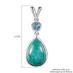 Sierra Nevada Türkis, Schweizer Blautopas Anhänger 925 Silber platiniert ca. 5.36 ct