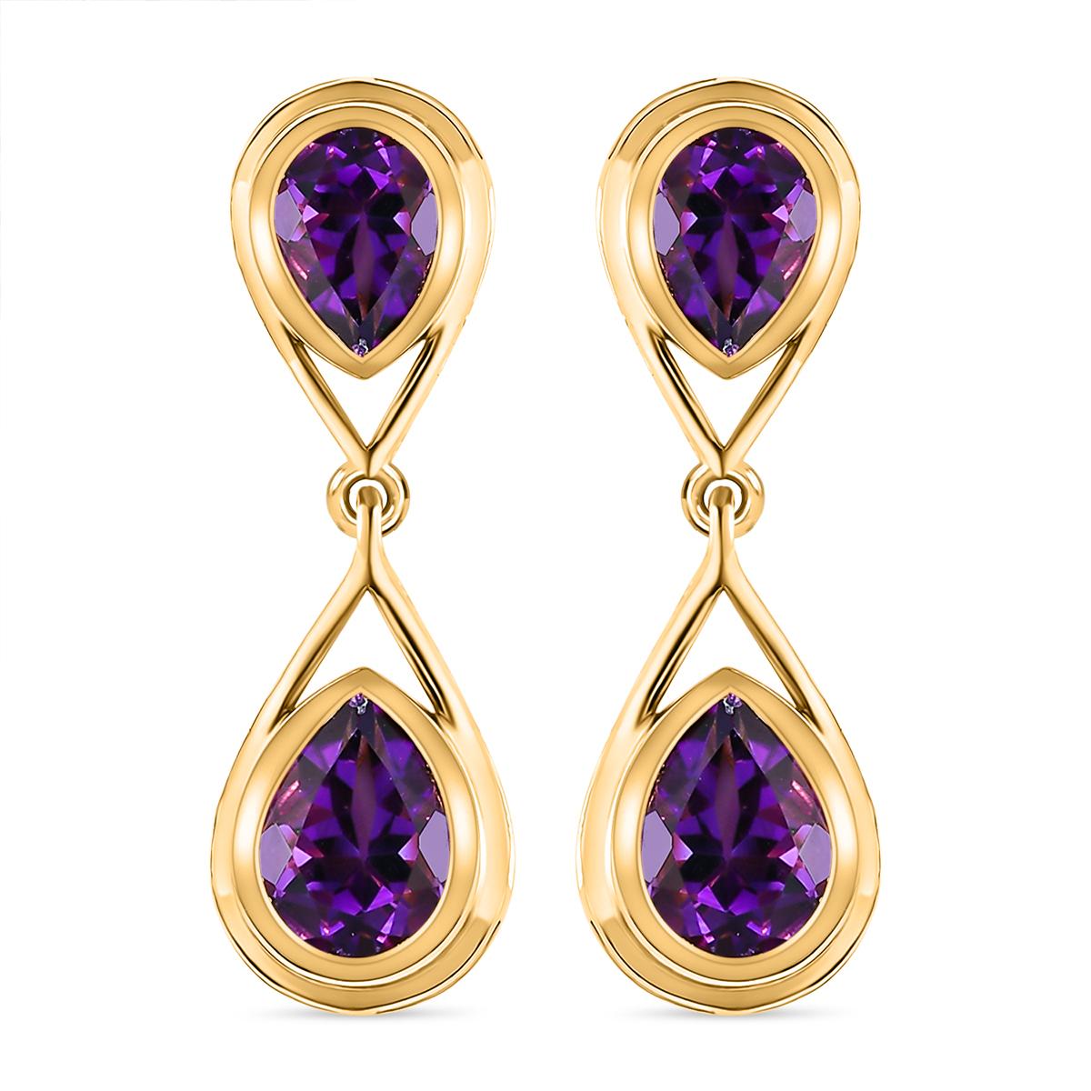 Natürliche, marokkanische Amethyst Ohrringe, 925 Silber vergoldet ca. 3.40 ct