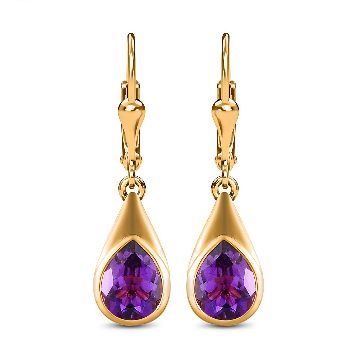 Natürliche, marokkanische Amethyst-Ohrringe, 925 Silber vergoldet ca. 3,21 ct