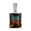Aqua Terra Costa Quarz Triplett und Zirkon-Anhänger, 925 Silber platiniert, 7,48 ct.