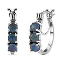 Boulder Opal Triplett Trilogie-Creolen, 925 Silber platiniert, 1,40 ct.