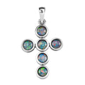 Boulder Opal Triplett Kreuz-Anhänger, 925 Silber platiniert, 1,40 ct.
