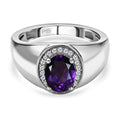 Afrikanischer Amethyst und weißer Zirkon-Ring, reines Messing platiniert (Größe 16.00) ca. 1,28 ct