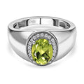 Peridot und weißer Zirkon-Ring, Messing platiniert (Größe 16.00) ca. 1,40 ct