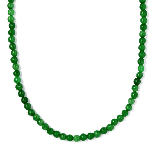 CLOSE OUT DEAL Grüne Jade Halskette, ca. 50 cm, 925 Silber rhodiniert ca. 110,00 ct