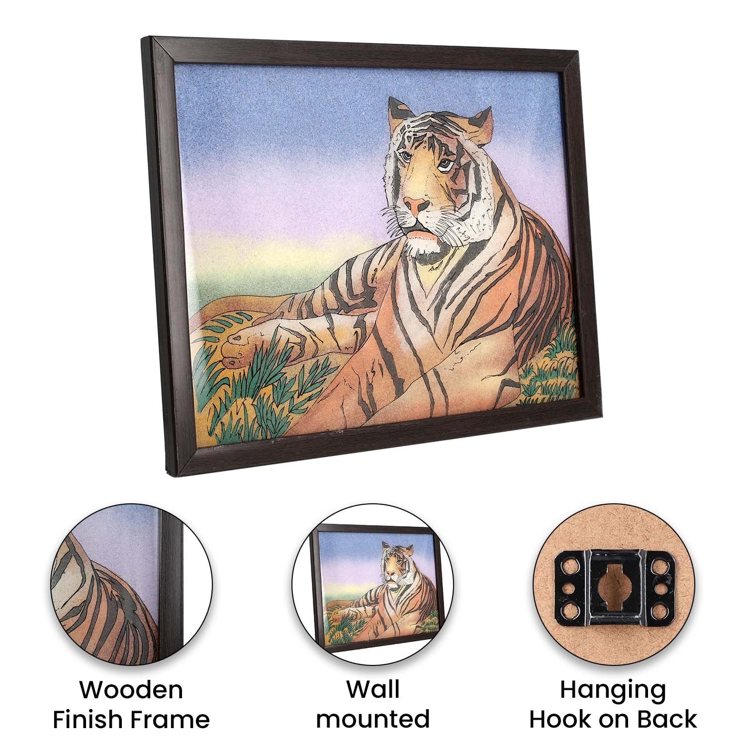 Handgefertigte Edelstein Tiger-Malerei 32x24cm, Tiger