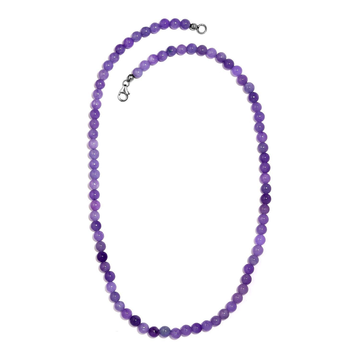 Lila Jade Halskette, ca. 50 cm, 925 Silber rhodiniert ca. 158,98 ct