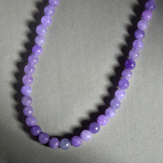 Lila Jade Halskette, ca. 50 cm, 925 Silber rhodiniert ca. 158,98 ct