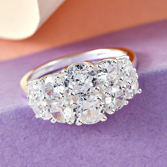 Lustro Stella - Weißer Zirkonia-Ring, 925 Silber ca. 3.91 ct
