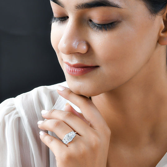 Lustro Stella - Weißer Zirkonia-Ring, 925 Silber ca. 3.91 ct