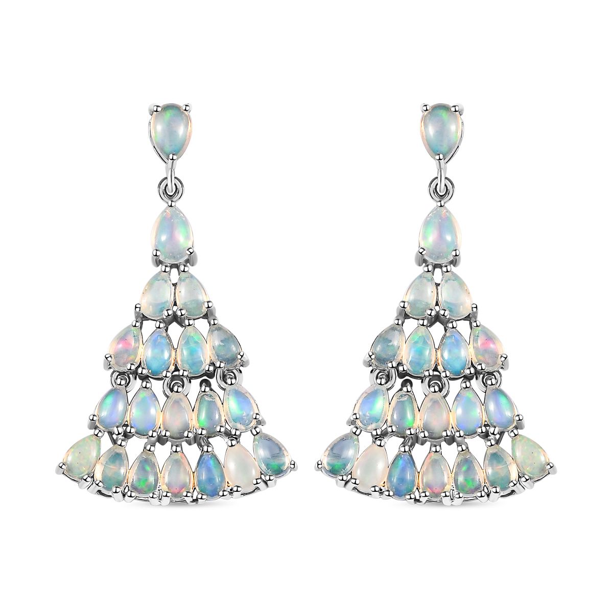 Natürliche, äthiopische Welo Opal Ohrringe, 925 Silber platiniert ca. 6.48 ct