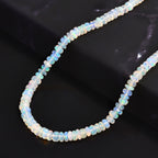 Natürliche, äthiopische Welo Opal Halskette, ca. 45 cm, 925 Silber ca. 40.00 ct