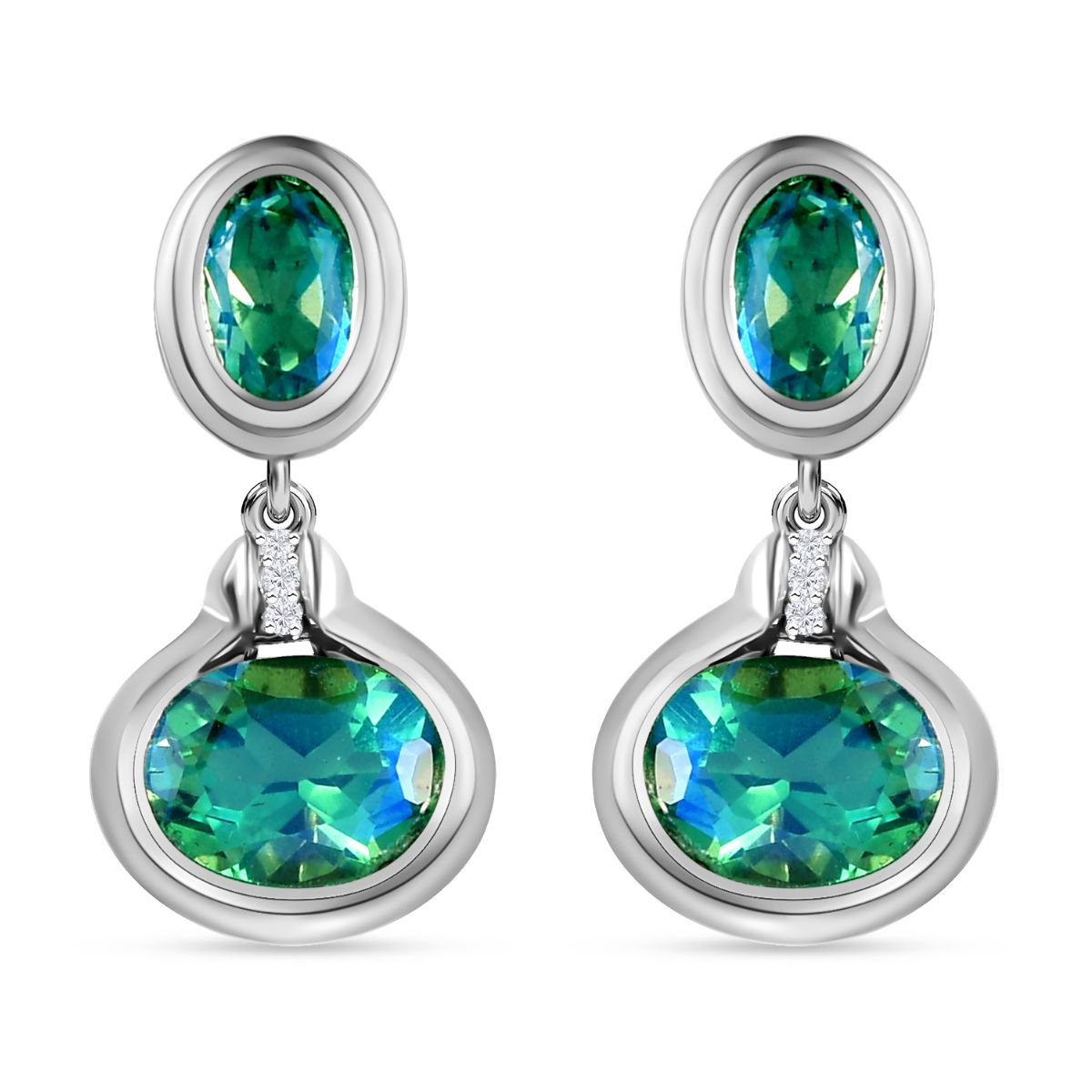 Pfau Triplett Quarz Ohrringe, 925 Silber platiniert ca. 4,29 ct