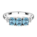 Santamaria Aquamarin und weißer Diamant Ring, 925 Silber platiniert (Größe 20.00) ca. 0,97 ct