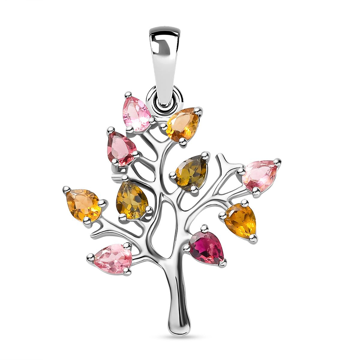 Natürlicher Mehrfach-Turmalin Anhänger, 925 Silber platiniert ca. 1,41 ct
