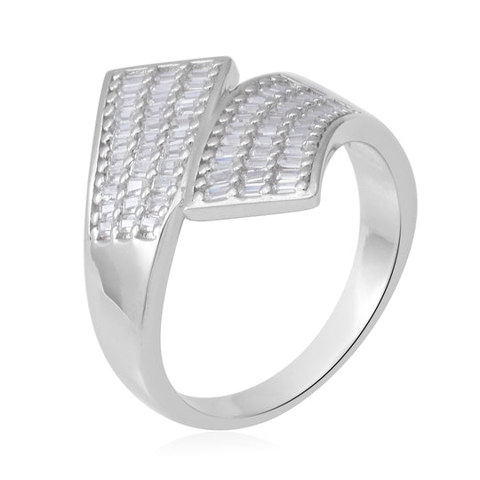 LUSTRO STELLA - Zirkonia Bypass Ring 925 Silber rhodiniert ca. 0,55 ct