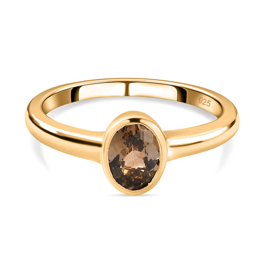 AA Natürlicher goldener Tansanit-Ring, 925 Silber Gelbgold Vermeil (Größe 20.00) ca. 0.75 ct