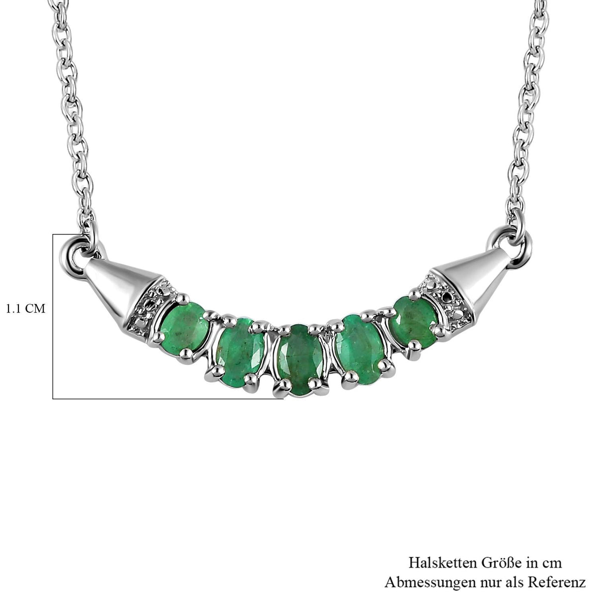 Kagem sambische Smaragd Halskette, ca. 45 cm, 925 Silber platiniert ca. 0.90 ct