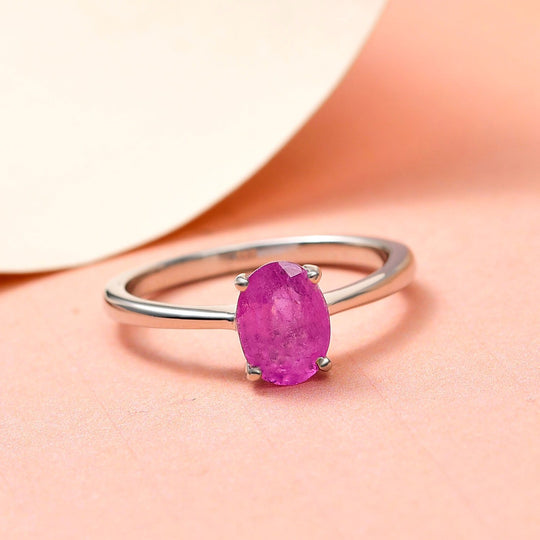 Ilakaka Rosa Saphir (Fissure gefüllt) Ring, 925 Silber platiniert ca. 2.13 ct