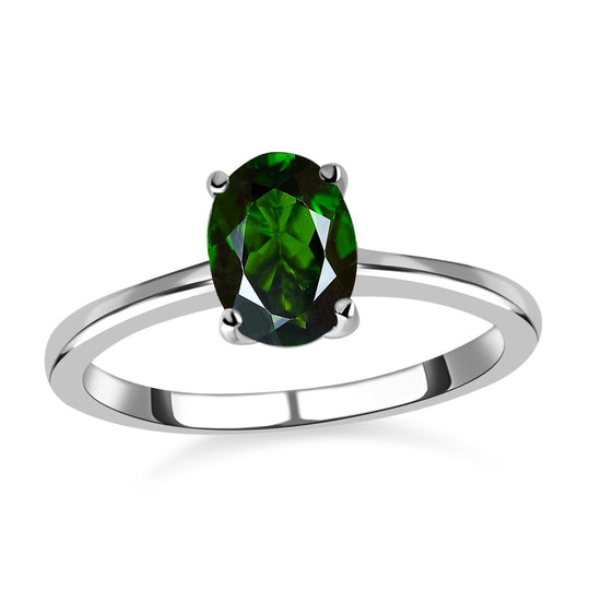 Natürlicher Chromdiopsid-Ring, 925 Silber platiniert ca. 1.27 ct