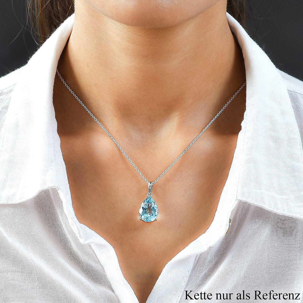 Himmelblauer Topas-Anhänger, 925 Silber platiniert ca. 9,75 ct