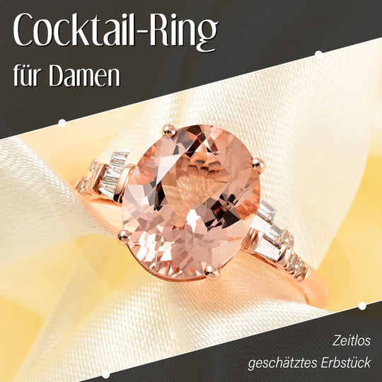AAA Morganit, Weißer Diamant Ring 585 Gold ca. 4,05 ct