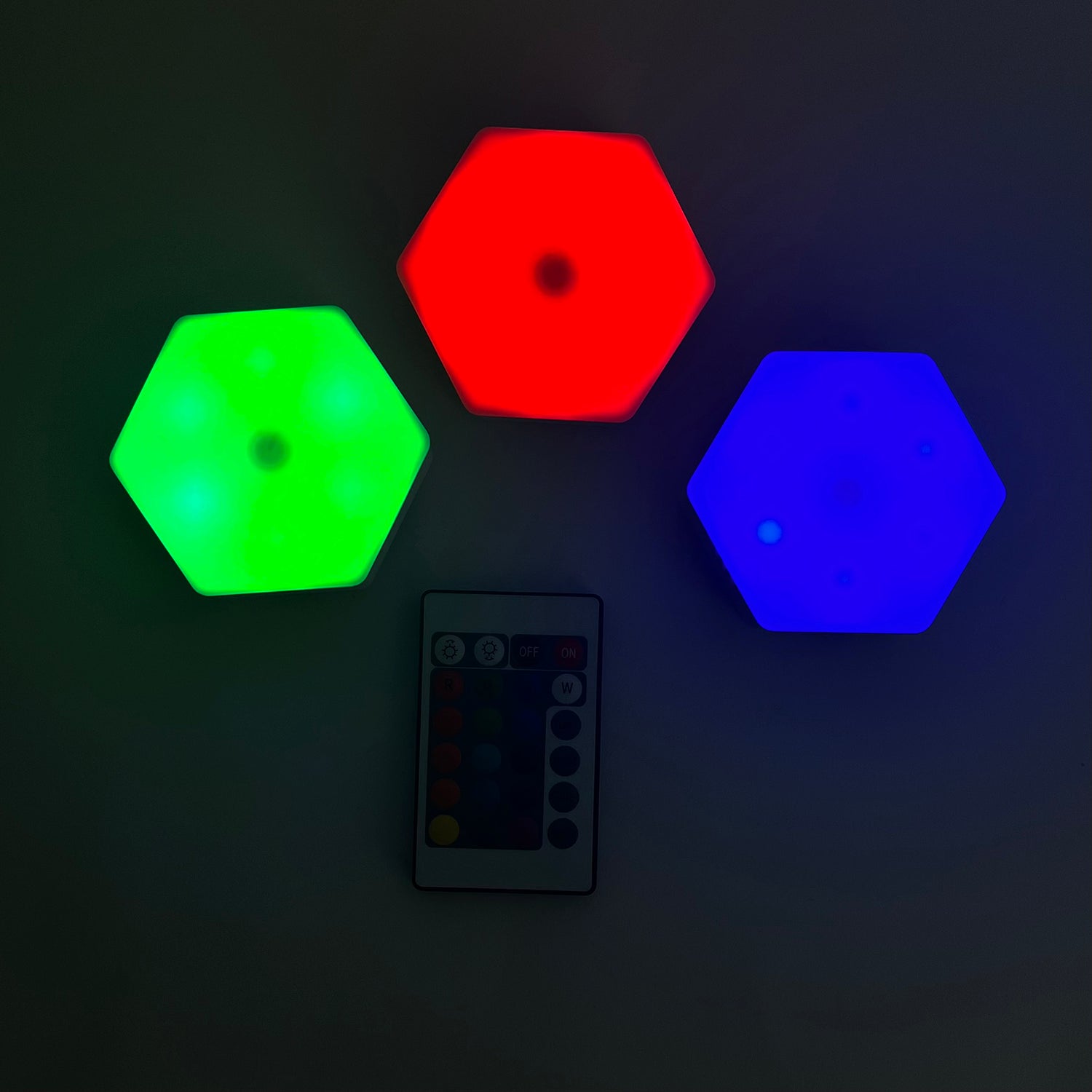 3er Set - Sechseckige Designer LED-Stimmungslicht mit Fernbedienung