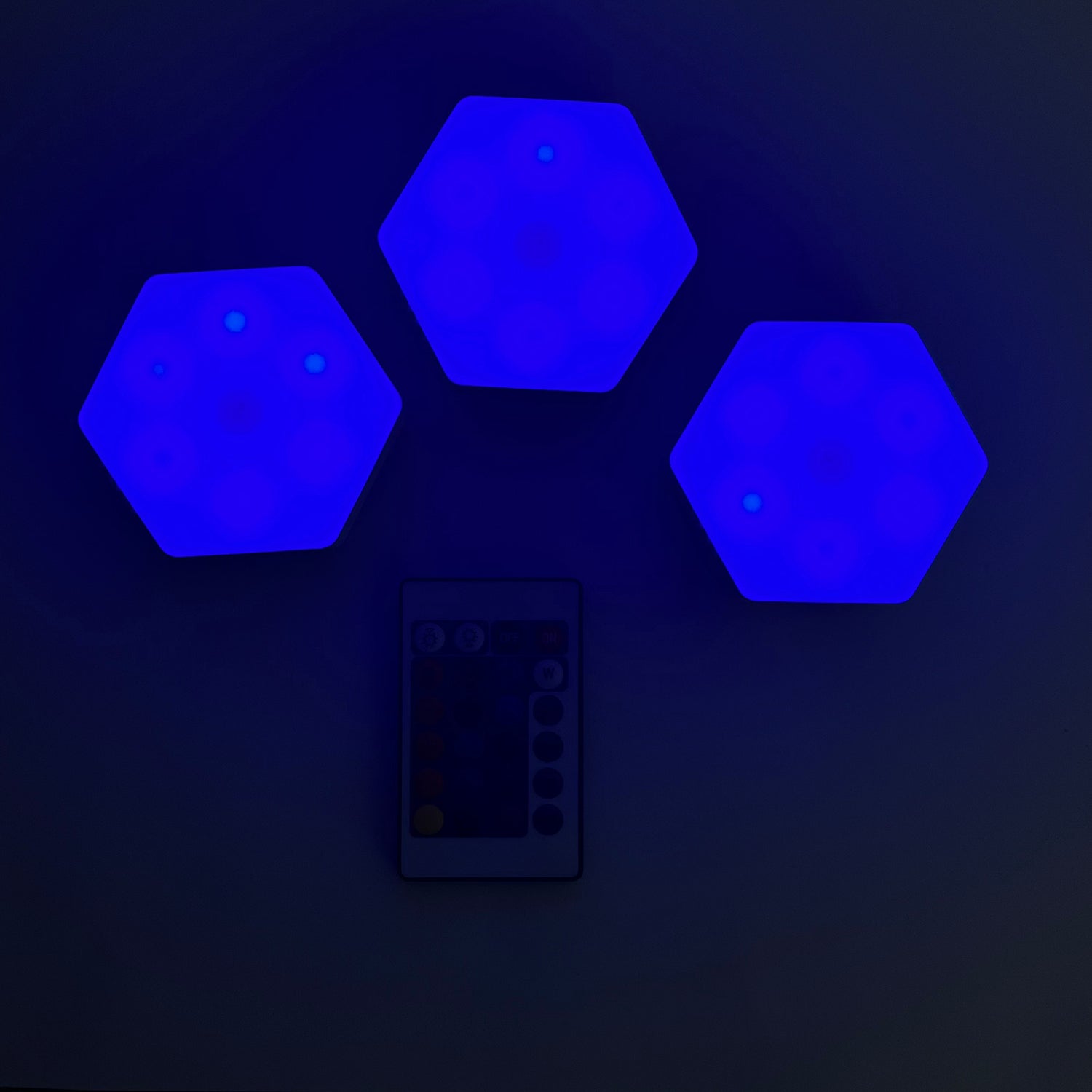 3er Set - Sechseckige Designer LED-Stimmungslicht mit Fernbedienung