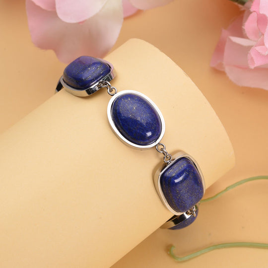 Lapislazuli-Armband, ca. 19 cm, Edelstahl ca. 80.00 ct