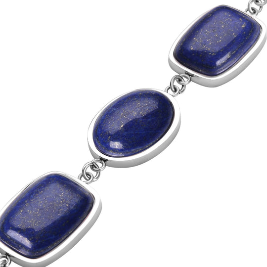 Lapislazuli-Armband, ca. 19 cm, Edelstahl ca. 80.00 ct