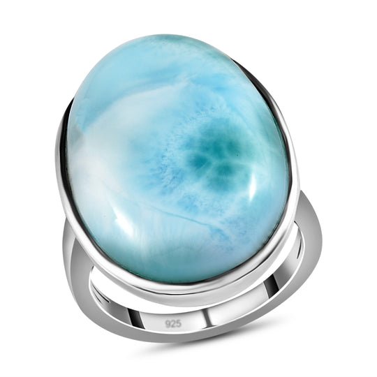 Larimar Ring, 925 Silber platiniert ca. 25,98 ct